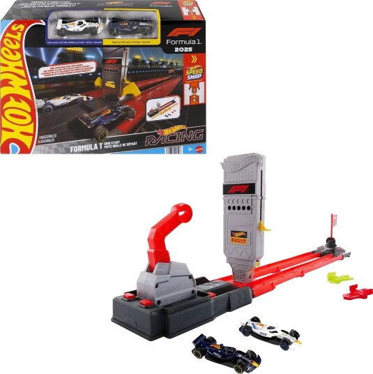 Hot Wheels City Racing Formula 1 Grid Start Track Set & 2 Die-Cast F1 Cars In 1:64 Scale Multi/patterned ONE SIZE