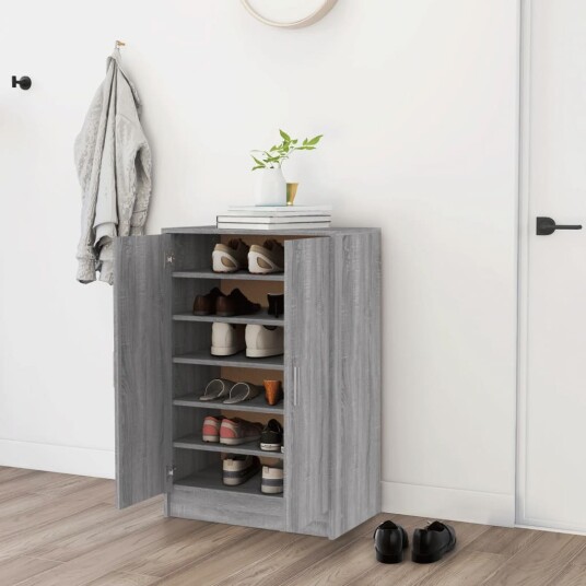 vidaXL Skohylle gr? sonoma 60x35x92 cm konstruert tre vidaXL Skohylle gr? sonoma 60x35x92 cm konstruert tre