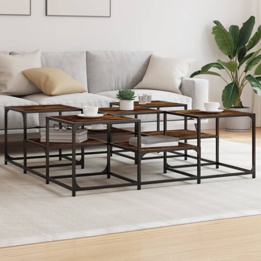 Salongbord røkt eik 121x121x40 cm konstruert tre 8721012341210 Salongbord røkt eik 121x121x40 cm konstruert tre 8721012341210