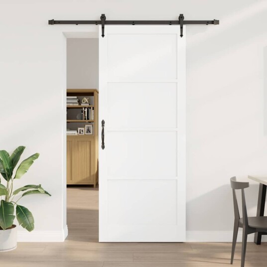 vidaXL Skyvedør med Beslagsett Hvit 93x232 cm Solid Furutre