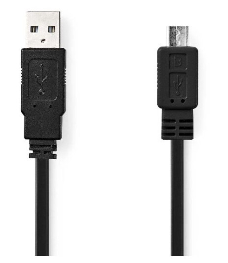 Nedis USB-kabel | USB 2.0 | USB-A Han | USB Micro-B Han | 480 Mbps | Nikkel belagt | 1.00 m | Flatt | PVC | Sort | Konvolutt