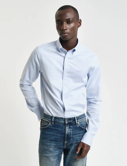 GANT Slim Pinpoint Oxford Shirt - Blue - XXL
