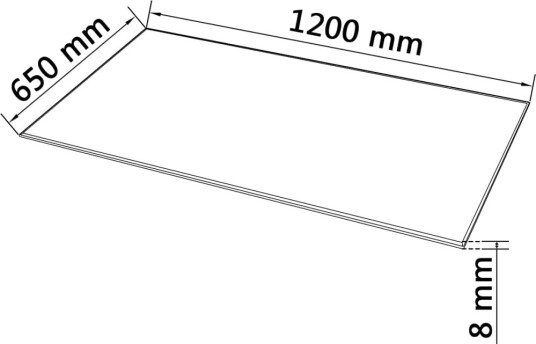 Bordplate herdet glass rektangulær 1200x650 mm 243634 Bordplate herdet glass rektangulær 1200x650 mm 243634