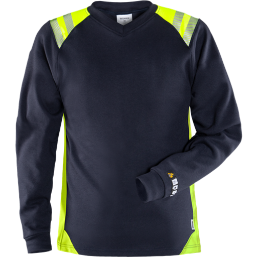 Fristads T-Shirt Flam Dam 7358 Tfl Marinblå/varsel Gul L