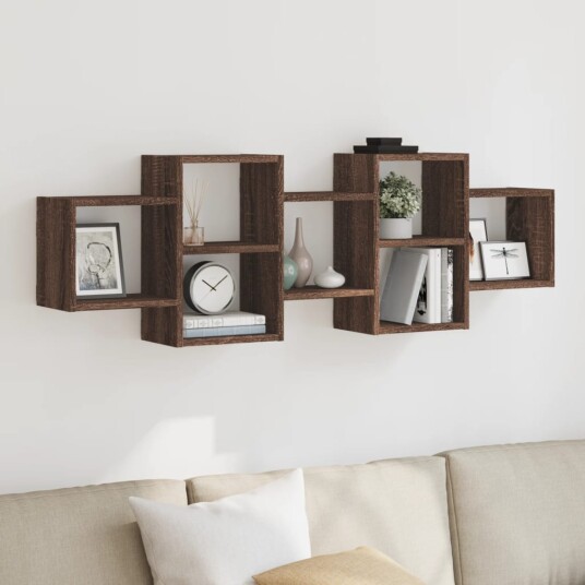  Vegghylle brun eik 129x18x42 cm konstruert tre 8721158360892