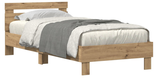 Seng med LED lamper Artisan Eik 90x200 cm Konstruert tre