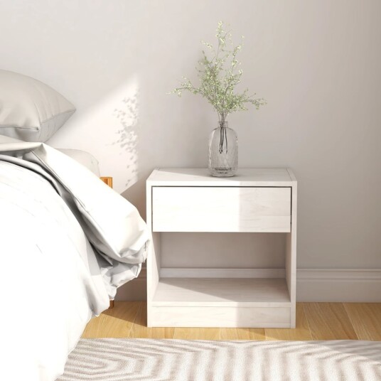 vidaXL Nattbord hvit 40x31x40 cm heltre furu vidaXL Nattbord hvit 40x31x40 cm heltre furu