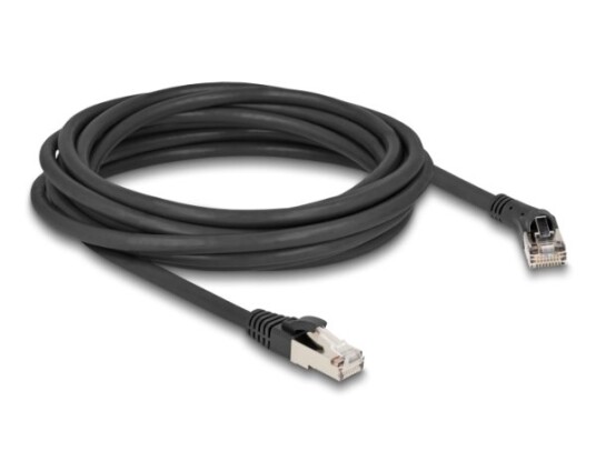 Delock Rj45 Nettverkskabel Cat.8.1 S/Ftp-Plugg 45° Vinklet Til Høyre Til Rett Plugg Opp Til 40 Gbps 5 M Svart