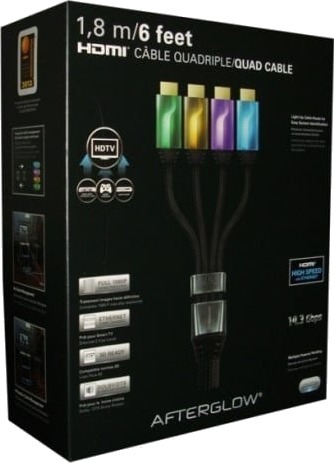 PDP Gaming Quad HDMI-kabel 6" AfterGlow (grønn/gull/lilla/blå)