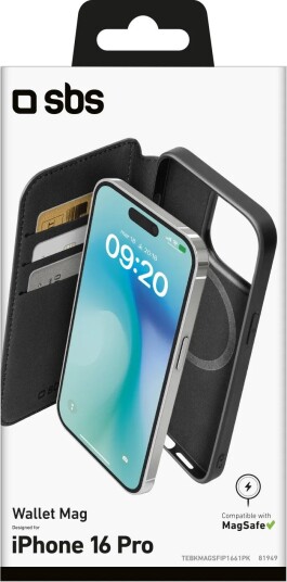 SBS Magnetisk Deksel for iPhone 16 Pro Svart SBS Magnetisk Deksel for iPhone 16 Pro Svart