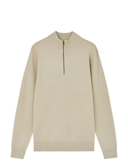 Mads Nørgaard Urban Chase Half Zip Knit   Beige   XL