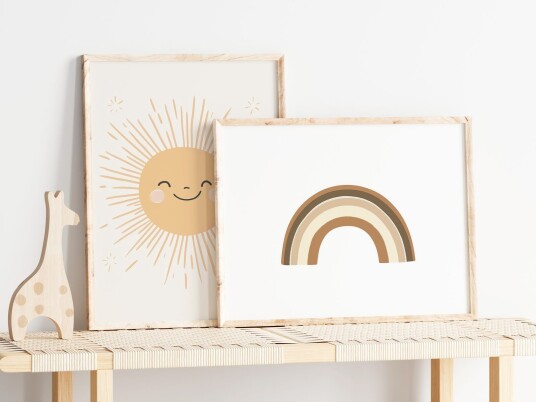Namly Design Plakat Glad Sol og Regnbue / Sett med 2 POSTERPQO5HX