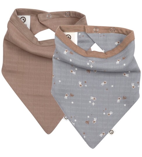 Müsli Jasmin Blue/ Balsam Cream/ Walnut Stars Muslin Smekke 2-Pakning