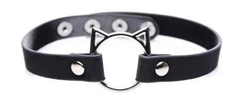 Kinky Kitty Ring Slim Choker Black