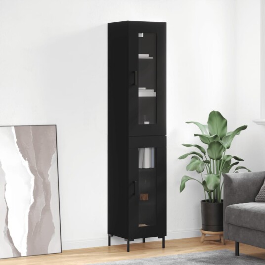 vidaXL Highboard svart 34,5x34x180 cm konstruert tre 8720845488482