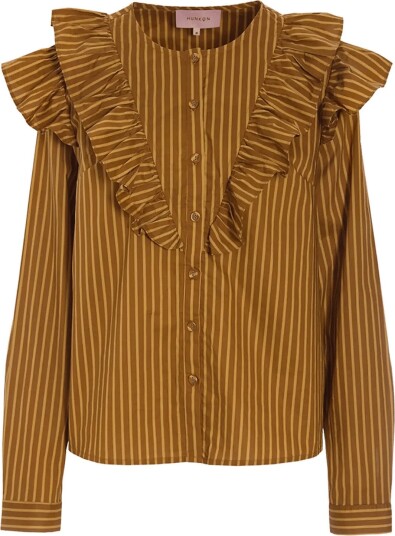 Hunkøn Lucinda Ruffle Shirt Brown M Hunkøn Lucinda Ruffle Shirt Brown M