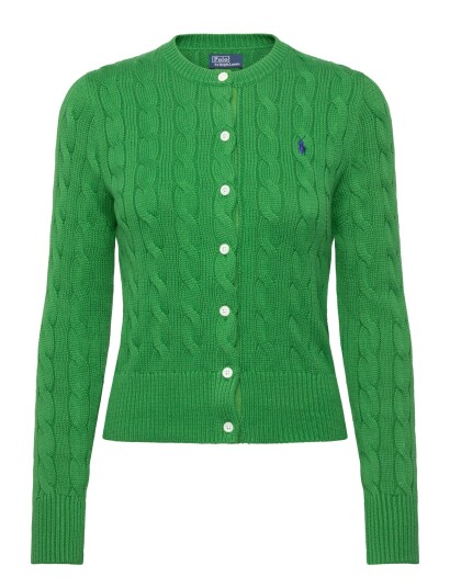Polo Ralph Lauren Cable Knit Cotton Crewneck Cardigan Green S