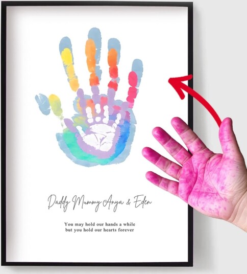 Personalisert Plakat Gjør Det Selv Familie Håndavtrykk Kunst