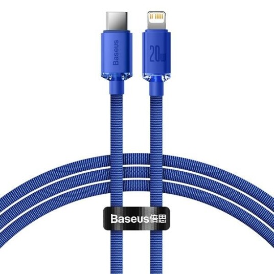 Baseus Crystal 20W USB-C til Lightning Kabel 1.2m Blå Baseus Crystal 20W USB-C til Lightning Kabel 1.2m Blå