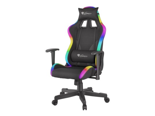 Genesis Trit 600 Rgb - Stol - Ergonomisk - Armlener - T-Formet - Tipping - Roterende - Stoff Kunstlær - Svart