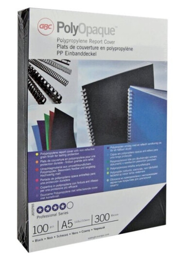 Gbc Polyopaque - A4 210 X 297 Mm - 300 Mikroner - Svart - 100 Stk Polypropylenpermomslag - For Ibico Combbind Ibimaster 250E Gbc Polyopaque - A4 210 X 297 Mm - 300 Mikroner - Svart - 100 Stk Polypropylenpermomslag - For Ibico Combbind Ibimaster 250E
