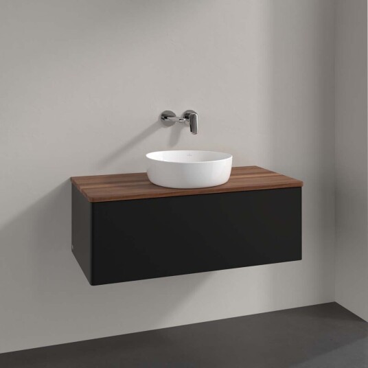 Villeroy & Boch Antao Servantskap med 1 skuff 100x50x36 cm u/lys Sort Matt/Valnøtt Villeroy & Boch Antao Servantskap med 1 skuff 100x50x36 cm u/lys Sort Matt/Valnøtt