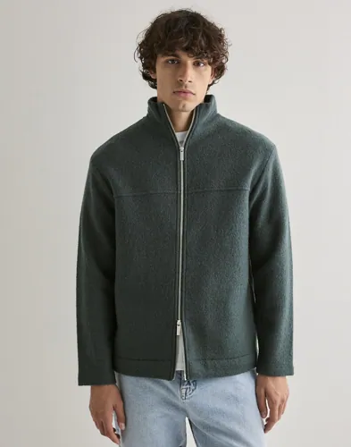 Selected Men Slhnealy Ls Knit Full Zip Cardigan Gensere med glidelås Grønn