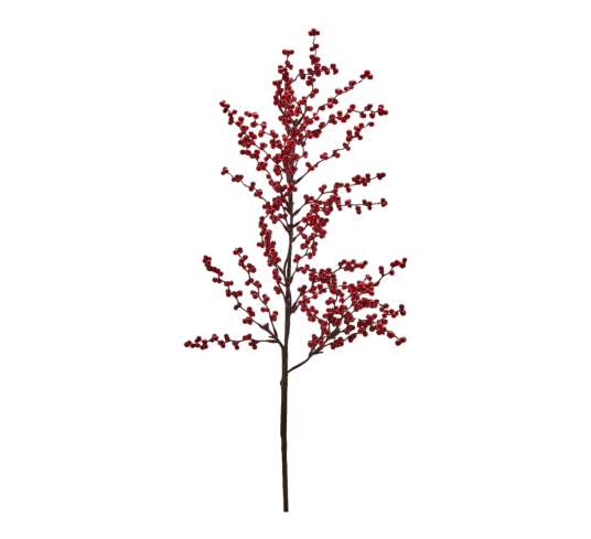 Julepynt gren med røde bær 80 cm rød