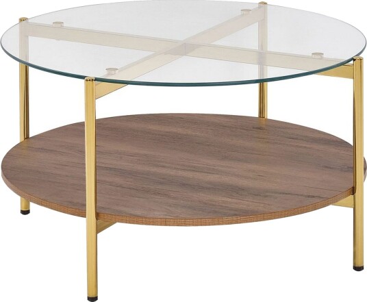 Soffbord Beliani Lovell Guld/ljust trä GOLD\|\|Dark wood