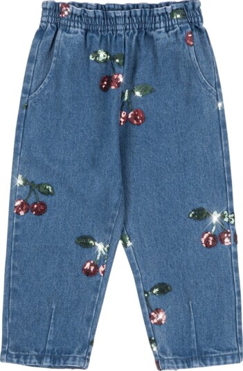 Konges Sløjd Bukser - Denim - Magot - Cherry Paljetter - Konges Sløjd - 9-10 år (134-140) - Bukser - bomull Blå Grønn Rød