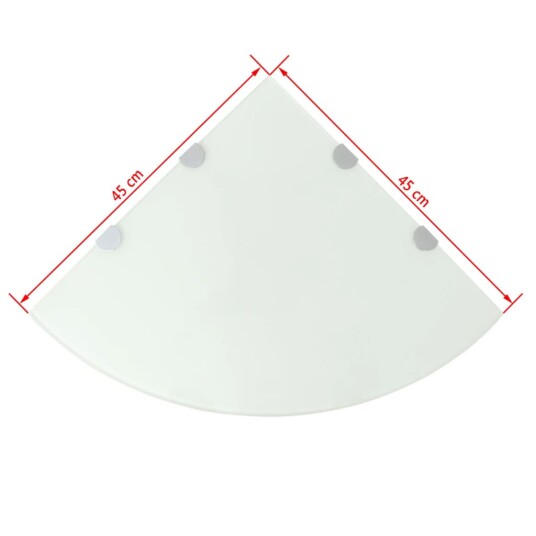 vidaXL Hj?rnehylle med kromst?tter hvitt glass 45x45 cm vidaXL Hj?rnehylle med kromst?tter hvitt glass 45x45 cm