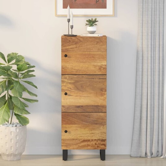 vidaXL Highboard med 3 dører 40x33x110 cm heltre mango og jern