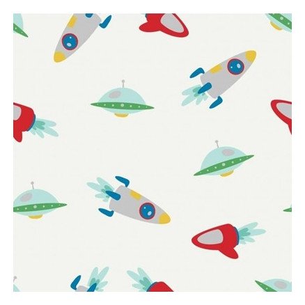 Balsløw Bomullsjersey Print Stoff 150cm 007 Raketter 50cm