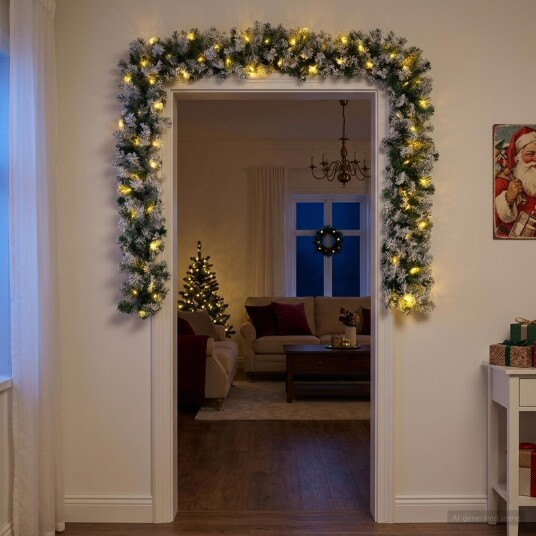 vidaXL Julekrans Grønn og hvit 270 cm PVC 50 LED-lys