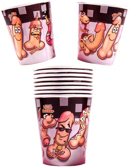 Crosswear 10 stk Pappkrus med Penis Motiv 270 ml Willy 101023