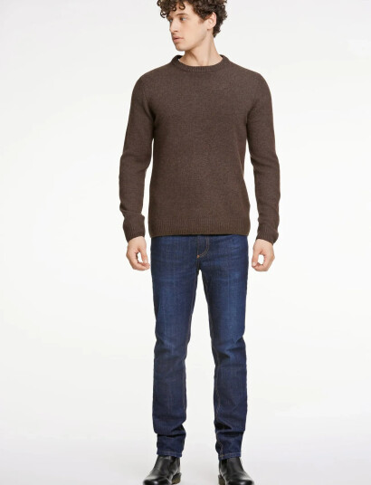 Lindbergh Lambswool O-Neck Knit - Brown - M