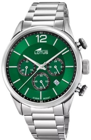 Lotus Herreklokke 18688/4 Classic Grønn/Stål Ø43 mm