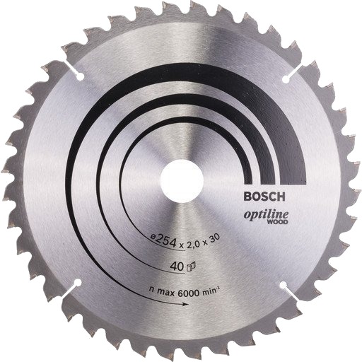 Bosch 254mm Sirkelsagblad 40T for Tre - Optiline Wood