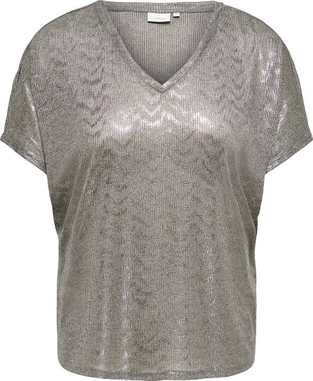 Only Carmakoma   Topp Carmirinda S/S V Neck Top Jrs   Grå