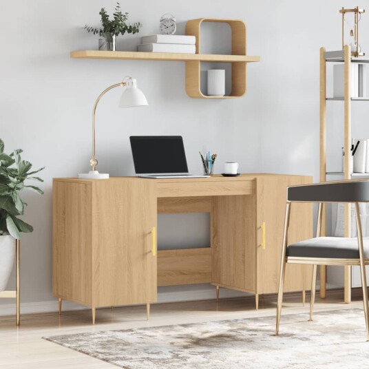 vidaXL Skrivebord sonoma eik 140x50x75 cm konstruert tre vidaXL Skrivebord sonoma eik 140x50x75 cm konstruert tre