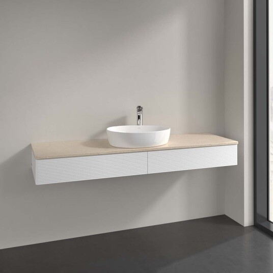Villeroy & Boch Antao Servantskap med 2 skuffer 160x50x19 cm u/lys Hvit Matt/Crème