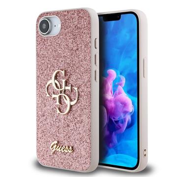 Guess iPhone 16e Fixed Glitter 4G Metal Logo Deksel Rosa