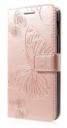INCOVER Samsung Galaxy S10e Skinndeksel med Lommebok Butterflies - Rose Gull