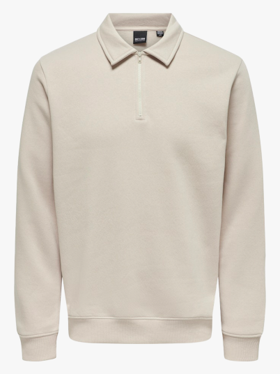 Only & Sons Ceres 1/4 Zip Sweat Polo Beige XXL Only & Sons Ceres 1/4 Zip Sweat Polo Beige XXL