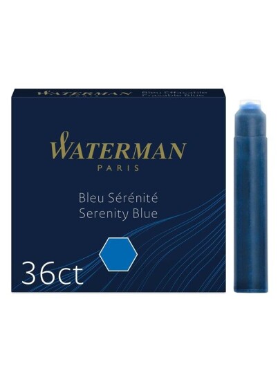 Waterman Fountain Pen Refill Ink Cartridges Standard International Short Serenity Blå 36 Count Waterman Fountain Pen Refill Ink Cartridges Standard International Short Serenity Blå 36 Count