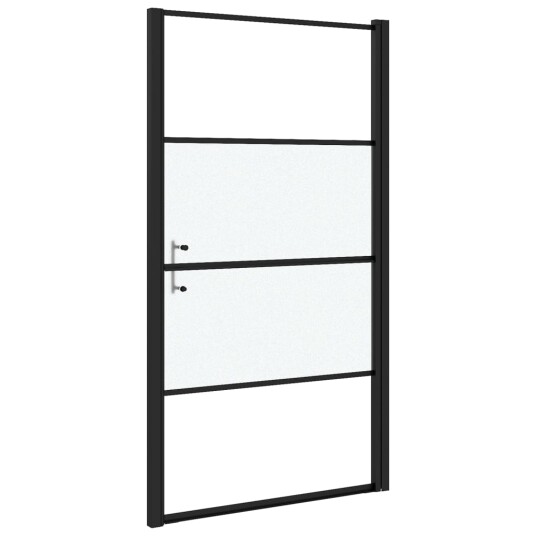 Dusjdør 100x178 cm halvfrostet herdet glass svart