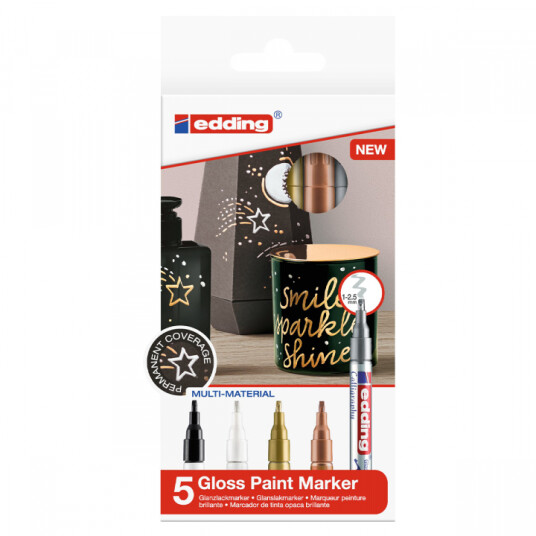 Edding Gloss Paint Marker Calligraphy 5-set Metallic Edding Gloss Paint Marker Calligraphy 5-set Metallic