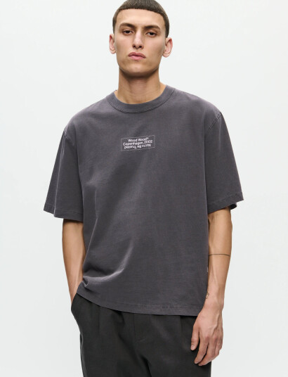 WOOD WOOD Wwgary Tee Typo 25207 - Grey - S