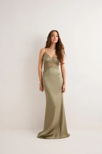 Nelly Grønn Lace Insert Dress