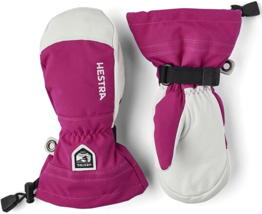 Hestra Juniors' Army Leather Heli Ski Mitt 5, Fuchsia Hestra Juniors' Army Leather Heli Ski Mitt 5, Fuchsia